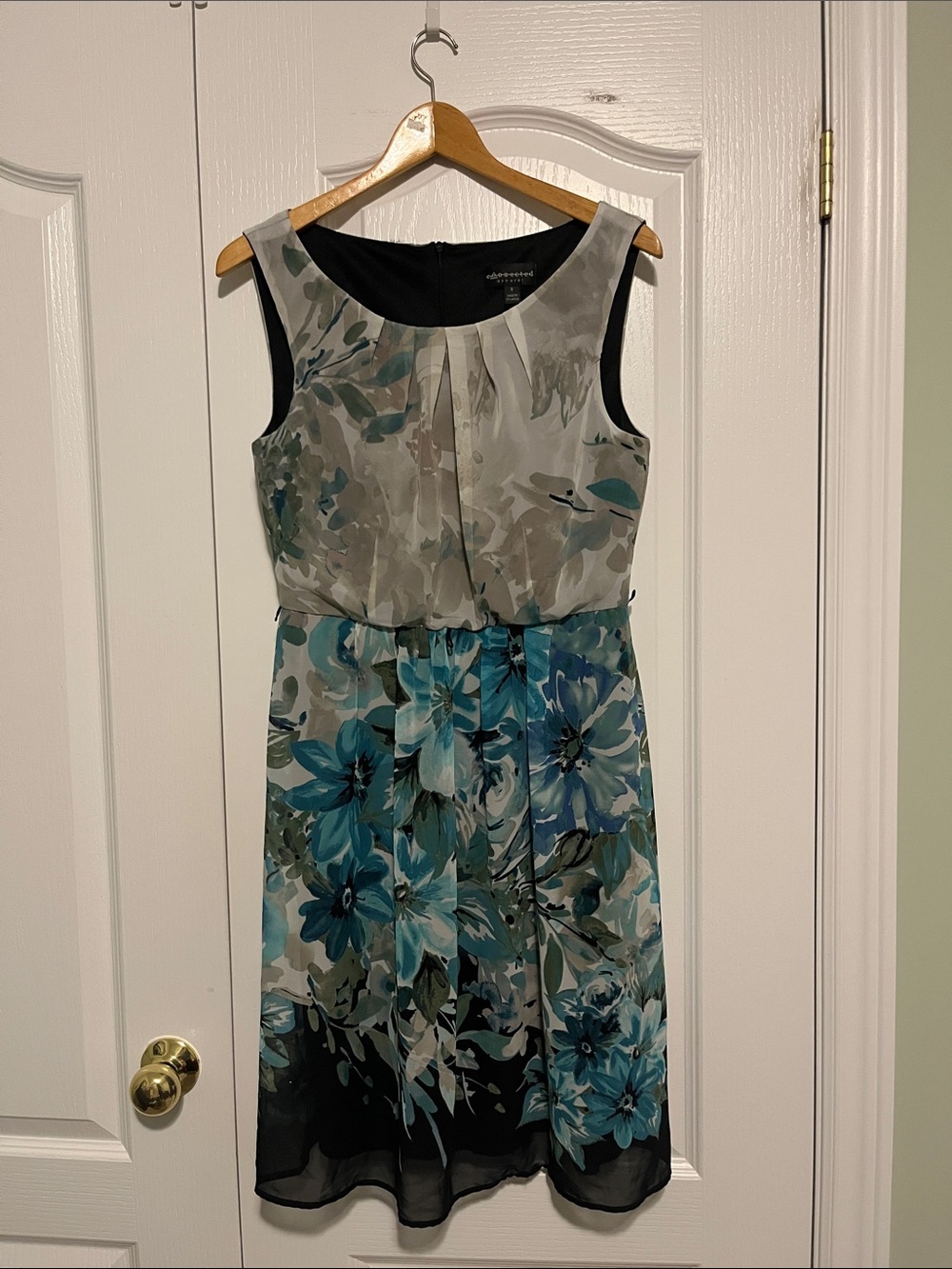 connected apparel Floral Pleated A-Line Skirt - Black, Beige, Teal